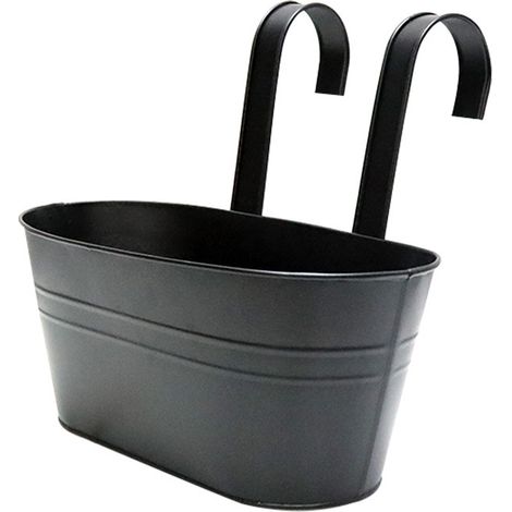 Pot de fleur suspendu pour balustrades ou clôtures extérieures, pot de fleur à seau suspendu 2714.5 cm (noir) (1/5)