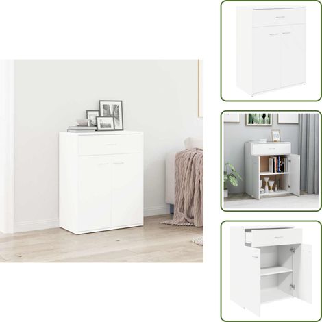 The Living Store Credenza Bianca 60x30x75 cm in Legno Multistrato - Credenza bianca