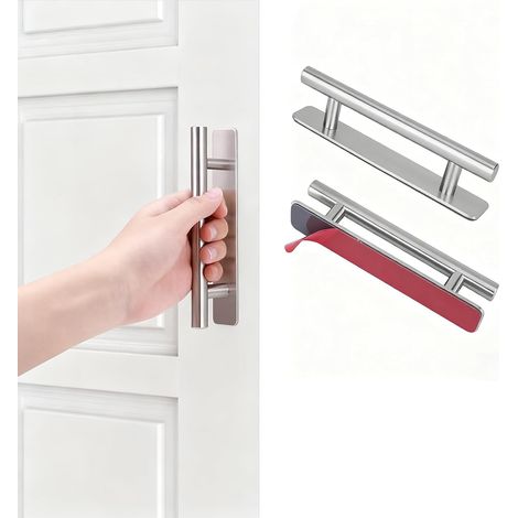 CCYKXA 2-Piece Self-Adhesive Furniture Handles 150mm Silver No-Drill Sliding Door Handle in Stainless Steel & Aluminum For Kitchen Cabinets, Fridges, Drawers, and Wardrobes (1/5)