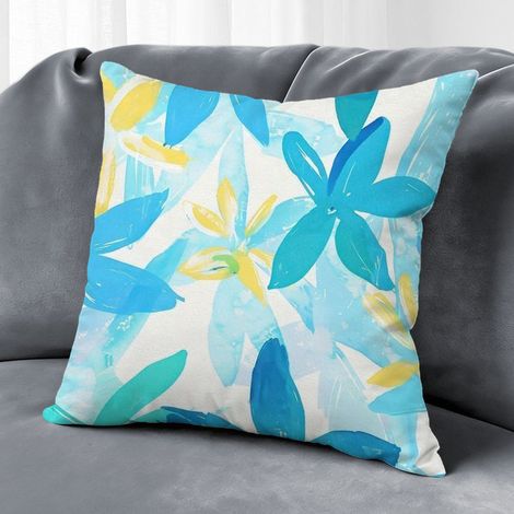 Housse de coussin fleurs printanières, décoration maison jardin style ferme intérieur extérieur,40×40cm (1/5)