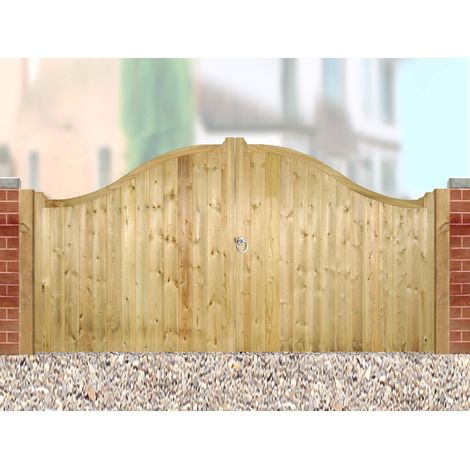 Drayton Low Shaped Top Double Gate - Pressure Treated Scandinavian Redwood - W3000 x H1250 mm