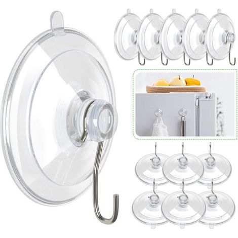 (Lot de 12 pcs ventouse) Lot de 12 Crochet Muraux avec Ventouse d'Aspiration,Petites Ventouses Plastiques avec Crochet Ronde pour Salle de Bains et Cuisine