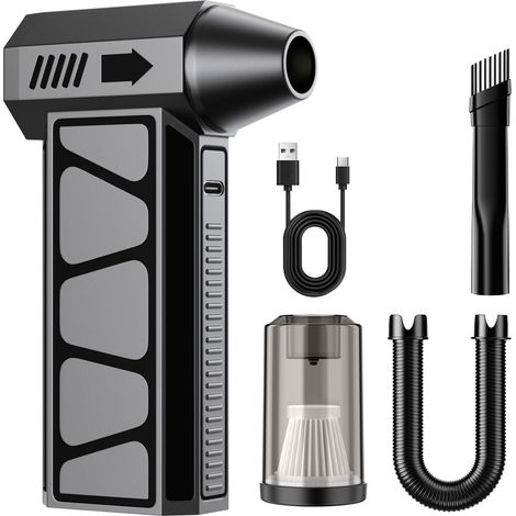 Mini Gebläse Akku 130000RPM, 4-Gang Electric Air Duster Mini Gebläse, 2-in-1 Staubgebläse Akku Mit 8000mAh Akku, Mini-Staubsauger für Reinigungsset,PC,Tastatur,Auto,Sofa