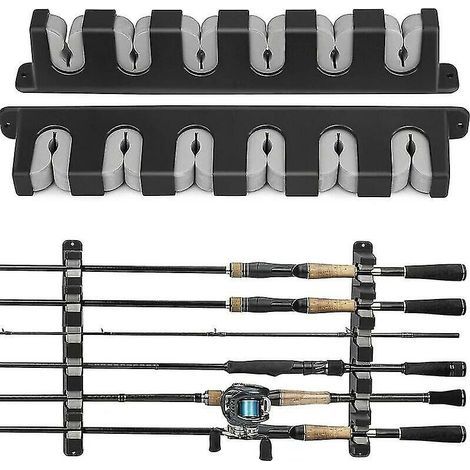 Fishing Rod Rack Canne A Peche Horizontal Wall Mounted Fishing Rod Holder For Garage, Boats, 6 Fishing Rod Combinations, 1 Pair 1 Pair (1/5)