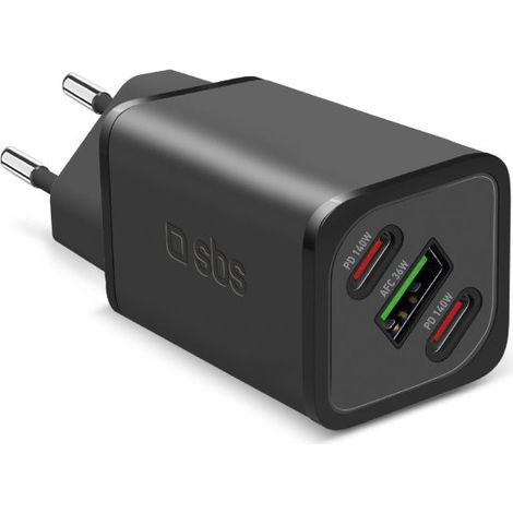 SBS TETRGANUSB2CPD140W Ladegerät für Mobilgeräte Universal Schwarz AC Schnellladung Drinnen