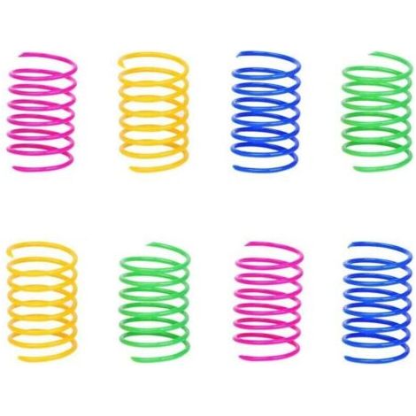 Jouet pour chat à ressort en plastique (12 pièces) pour frapper, mordre, poursuivre et jouer sainement (couleurs aléatoires) (1/4)