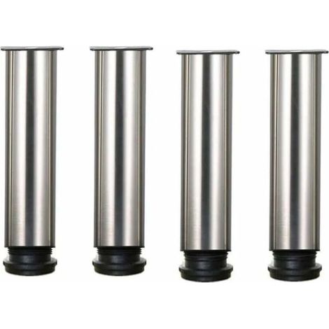 Ensemble de 4 pieds de meubles réglables en hauteur en acier inoxydable pour canapé, table basse, armoire - 25 cm x 25 cm (1/4)