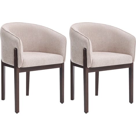 Sedia in tessuto testurizzato e legno di hevea naturale scuro Beige - Lotto di 2 - LYLABA (1/5)
