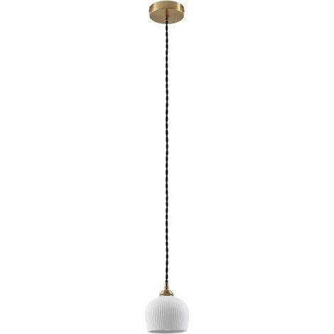 [GEBRAUCHT] B-Ware Lindby Hängeleuchte Pendelleuchte Nolane Keramik Lampe Weiß Messing