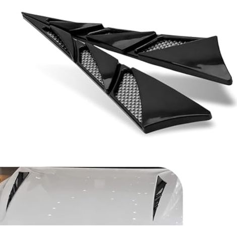 leechio Lot de 2 ailerons d'aération latéraux en ABS - Décoration de capot - Résistant aux intempéries - Débit d'air - Universel - Pour la plupart des voitures, camions, SUV (noir) (1/5)