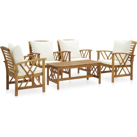 Juego muebles de jardín y cojines 5 piezas madera maciza acacia vidaXL