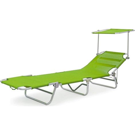 Transat pliant vert avec parasol