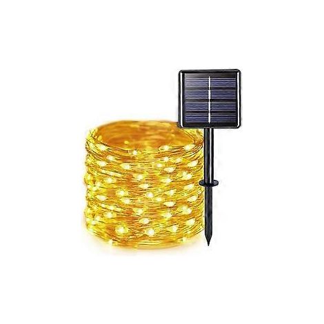 Ghirlanda cu panou solar, 300 leduri, IP44, Lumina calda, Cupru, 32 m