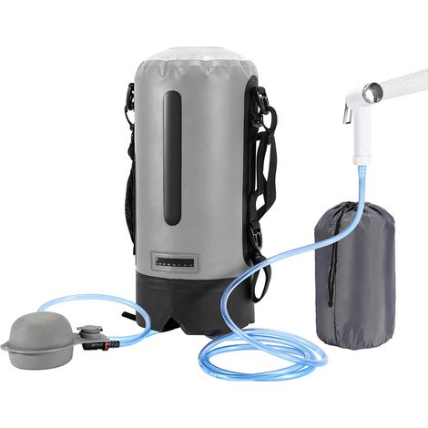Wolketon Douche de camping 12L avec pompe, douche portable de voyage pour jardin, camping, animaux et plage, avec sac de rangement