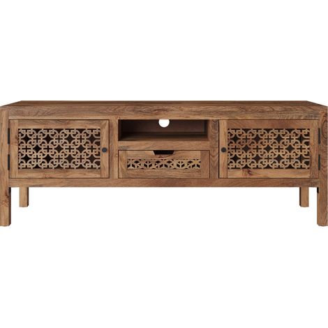 Meuble TV ajouré en bois de manguier 150 cm - JAYA