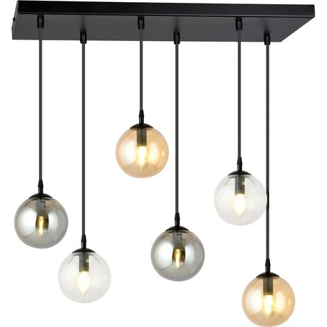 Lustre Emibig COSMO 6xE14 noir verre multicolore 65cm (1/5)