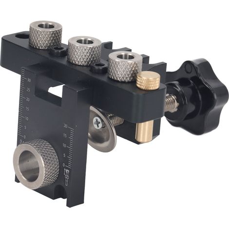3-in-1-Bohrschablonen-Set aus Aluminiumlegierung, Runddübelbohrhilfe für die Holzbearbeitung, Holzbohrerpositionierer, Profi-Set (1/5)