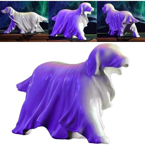 Figurine de chien fantôme d'Halloween,statue de chien fantôme phosphorescente,décorations d'Halloween,figurine en résine (1/5)