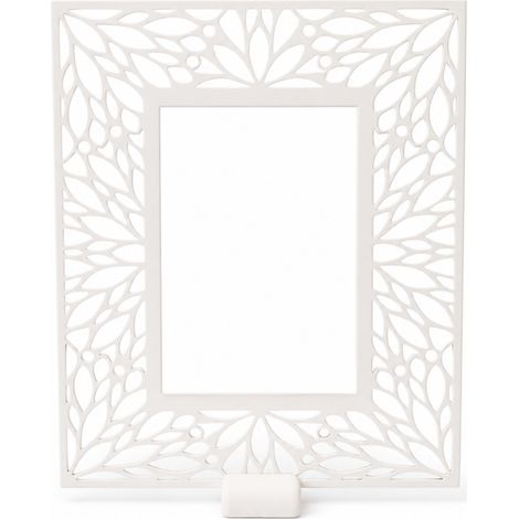 Cornice portafoto decorativa traforata bianca 10x15 per scrivania