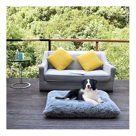 Panier pour Chien de Taille Moyenne, Coussin Lavable, adapté aux niches, Tissu Peluche Doux, Base antidérapante, Tapis Matelas résistant à la Pression.Gris (1/4)