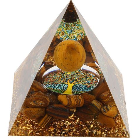 Glücksbringende, dreieckige Pyramide aus Naturkies, stimmungsaufhellende Pyramide, Regaldekoration für positive Energie (1/5)