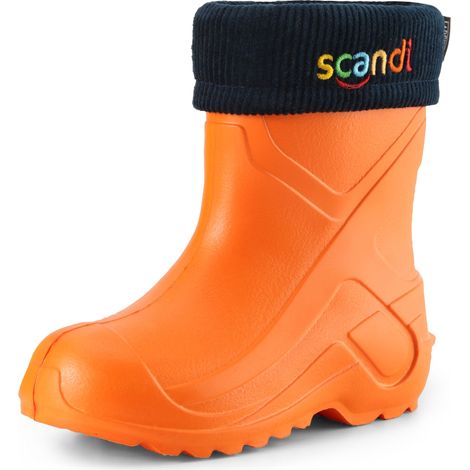 Ladeheid Bottes de Pluie Thermiques en EVA Enfant Fille Garçon LA-763 (Orange151c/Bleu Marine, 35 EU)