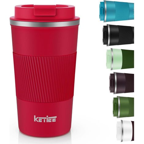 KETIEE Kaffeebecher to go Thermobecher 510ml Doppelwandig Rot (1/5)