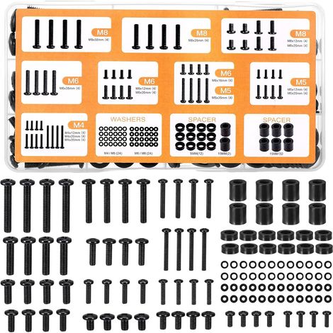 Kit de Vis de Montage TV Universel 124 Pièces Ensemble de Vis M4 M5 M6 M8 avec Rondelles et Entretoises pour Fixation Murale Support de Téléviseur et Moniteur (1/5)