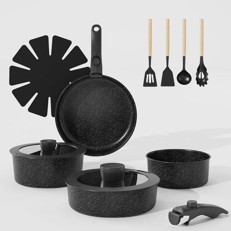 Lot de 17 poêles et casseroles antiadhésives à manche amovible (1/3)