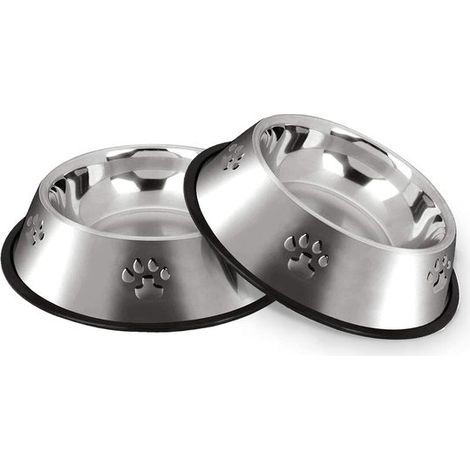 Hundenapf aus Edelstahl mit rutschfestem Boden für Futter oder Wasser – 18 cm, 2 Stück (1/5)