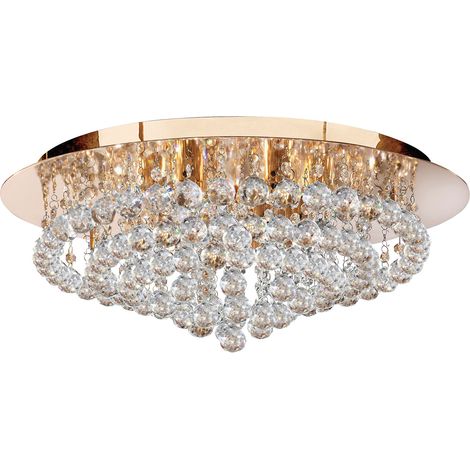 Searchlight Hanna - Soffitto a 8 luci semi filo oro chiaro con cristalli, G9 (1/5)