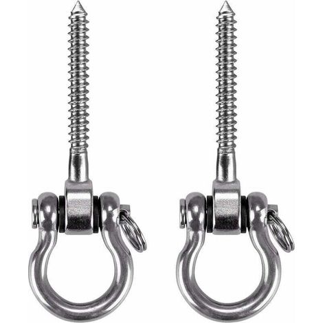 2-Piece Screw-in Hook, Heavy-Duty 304 Stainless Steel 180° Ceiling Hook for Indoor and Outdoor Play Areas, Yoga, Hammocks, Ropes, Swings, Hanging Chairs, Punching Bags, Max 450kg (1/4)