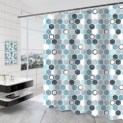 CSPARKV Blue Shower Curtain Washable and Anti-Mildew, Elegant Polyester Shower Curtain Liner with Weighted Hem for Bathroom, Plastic Rings Included (180  200cm) (1/4)