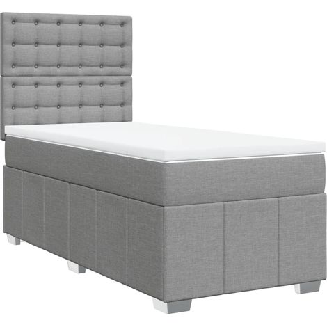 Maison Exclusive - Cama box spring con colchón tela gris claro 80 (1/5)
