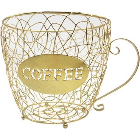 Panier De Rangement Pour Capsules De Café - Métal Doré - 18 X 24 X 12 Cm - Universel Pour Machines À Café - 1 Pièce (1/4)