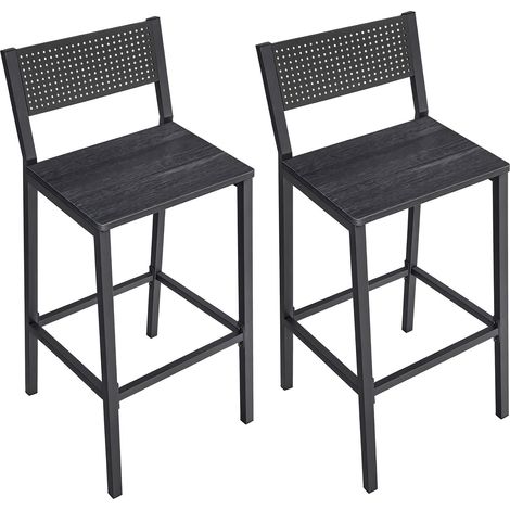 Ensemble de 2 Tabourets de Bar, pour Cuisine Salle à Manger Bureau, Style Industriel, Noir (1/5)
