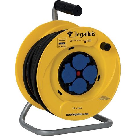 Ceba – Enrouleur électrique 40 m 3G2,5 – 230 V mono – 4 prises caoutchouc 16A – Indice IP44 pour chantiers humides