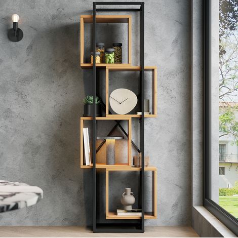 Mueble estantería librería 4 baldas MDF 59x30x180 OKMYHOME (1/5)