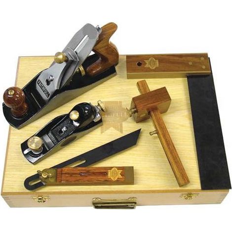 Faithfull – Coffret multi-outils 5 pièces – Outils d'ébéniste pour bois dur – Rabots, équerres et trusquin – Garantie 2 ans