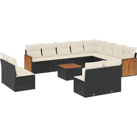 Maison Exclusive - 13-tlg. Garten-Sofagarnitur mit Kissen Schwarz