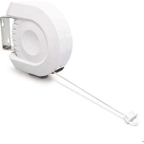 (Weiß, Silber) Relaxdays Ausziehbare Wäscheleine, 12 m, Wäscheständer, für drinnen und draußen, Trockner, Wäscheleine, Kunststoff, Weiß (1/5)