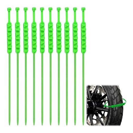 Chaînes À Neige Pour Pneus De Moto, Serre-Câbles Réutilisables, Réglables Et Anti-Neige (Vert) (1/5)