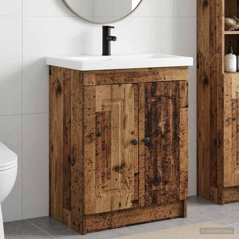 vidaXL Badezimmermöbel-Set Altholz 78,5 x 37,5 x 81 cm Holzwerkstoff (1/5)