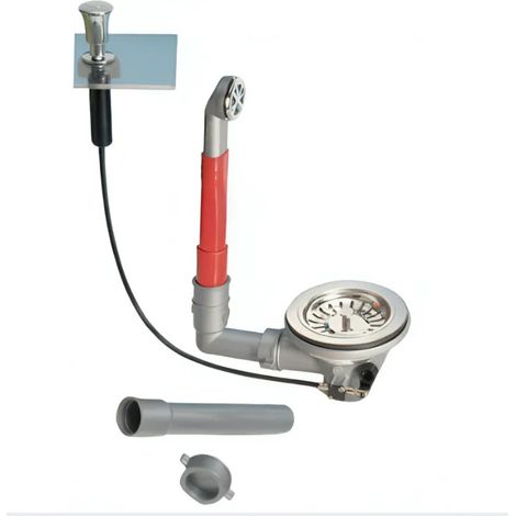 Vidage complet évier 1 cuve avec trou Ø 90 mm – Bonde automatique à câble avec trop plein – Finition chromée – Évacuation efficace – Lira