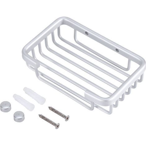 Portasapone da parete in alluminio per bagno e doccia - Dimensioni approssimative: 128 x 88 x 30 mm (1/4)