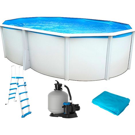 Piscine hors-sol acier Toi IBIZA Prestige ovale 550X366X132cm filtre à sable (1/5)