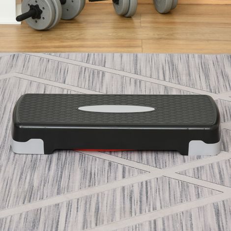 Stepper aerobico, altezza regolabile su 2 livelli, 68 x 28 x 15 cm, nero+grigio+rosso