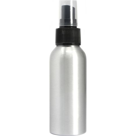 Bouteille en aluminium de 100 ml avec bouchon pulvérisateur noir- Vendu par 1 (1/4)