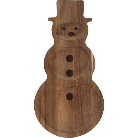 Amadeus - Plat bois bonhomme neige 34 cm (1/3)