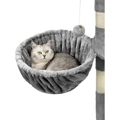 lionto 2er Set Liegemulde für Kratzbäume, Liegefläche mit stabilem Metallrahmen & Stoffbezug, 40 cm Durchmesser, 25 cm Tiefe, hellgrau